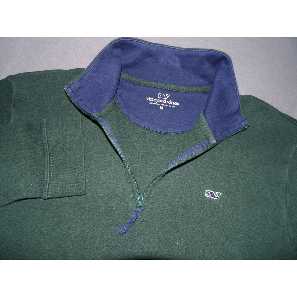 Vineyard Vines Dark‎ Green Jersey Knit Collared 1/4 Zip Sweater Men's Medium